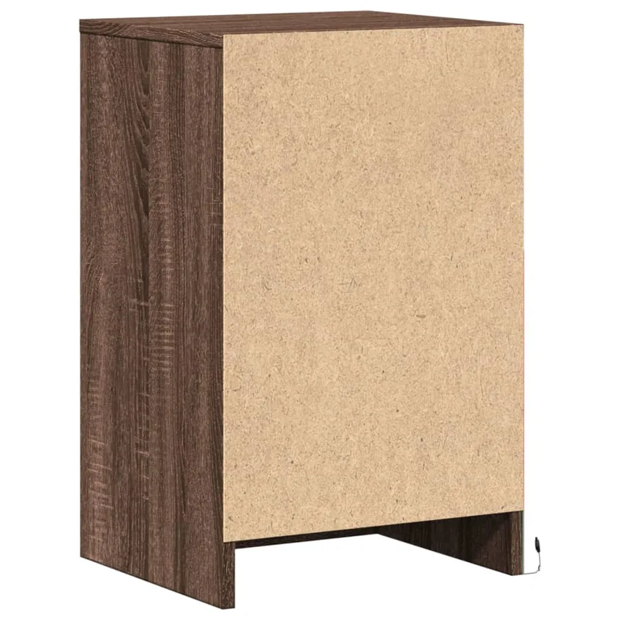 Armoire de chevet et lumières LED chêne marron bois ingénierie - 8