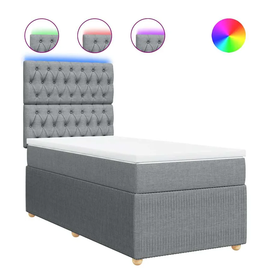 Sommier à lattes de lit avec matelas gris clair 80x200 cm tissu - 2