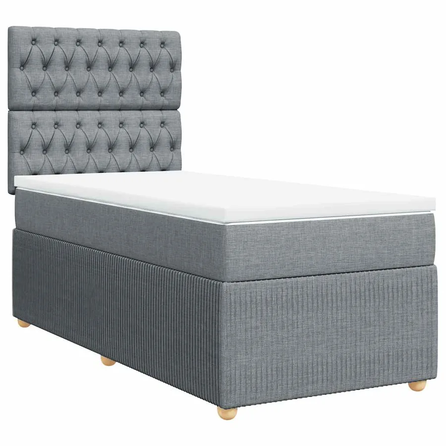 Sommier à lattes de lit avec matelas gris clair 80x200 cm tissu - 3