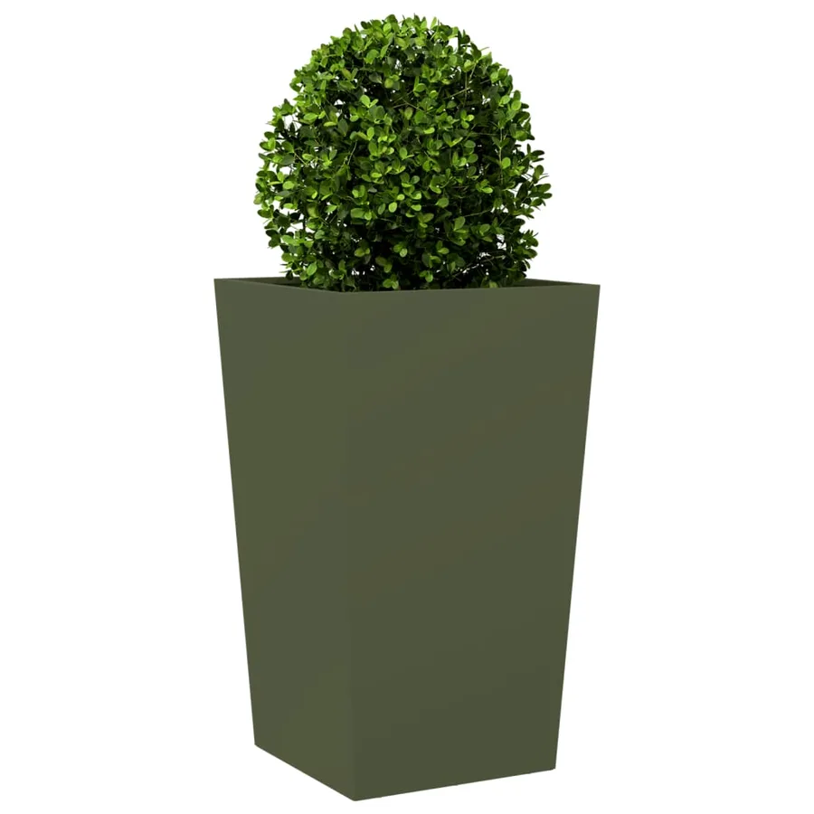 Jardinières 2 pcs vert olive 45x45x75 cm acier - 4