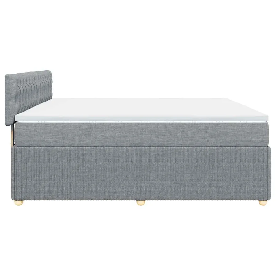 Sommier à lattes de lit avec matelas Gris clair 200x200cm Tissu - 5