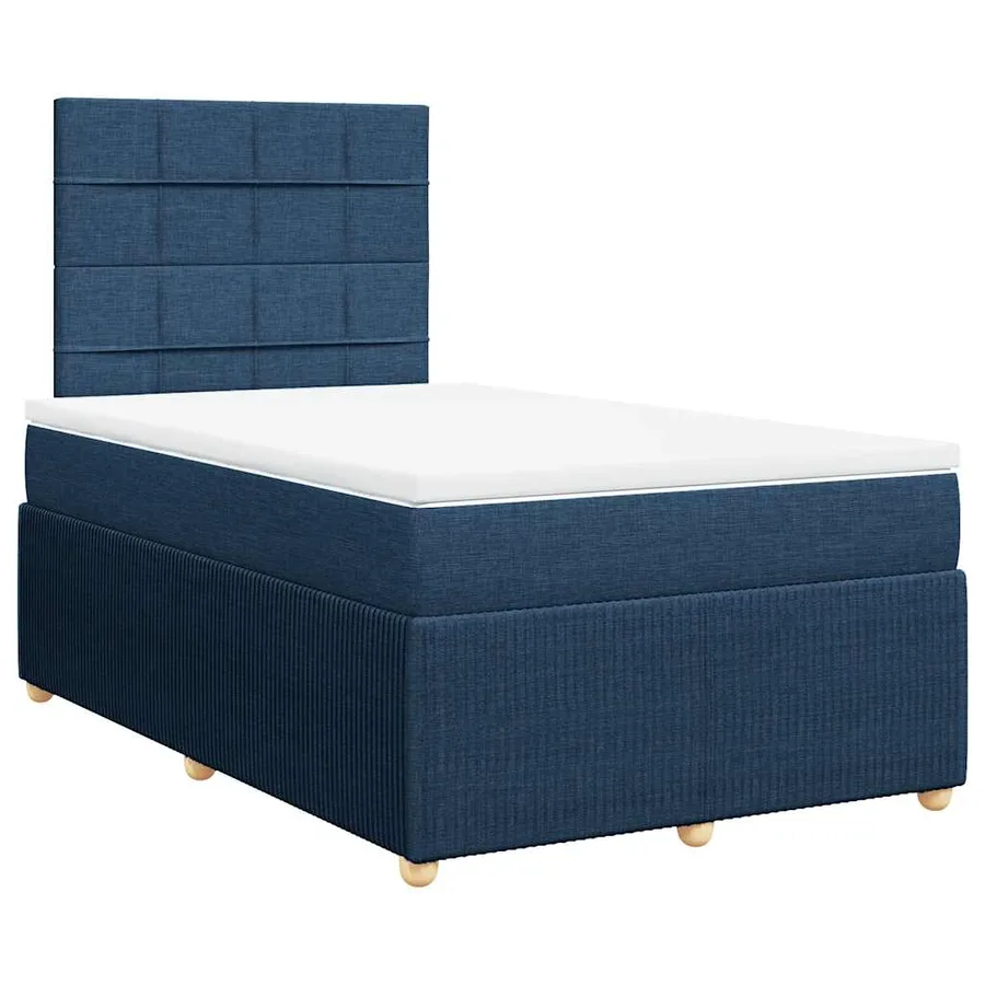 Sommier à lattes de lit avec matelas bleu 120x190 cm tissu - 2