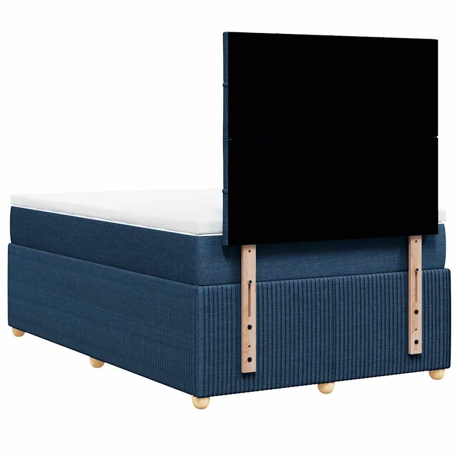 Sommier à lattes de lit avec matelas bleu 120x190 cm tissu - 6