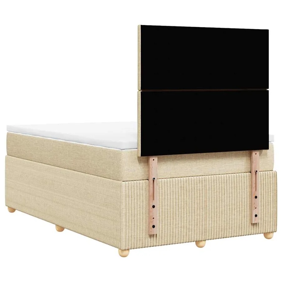 Sommier à lattes de lit avec matelas crème 120x190 cm tissu - 6