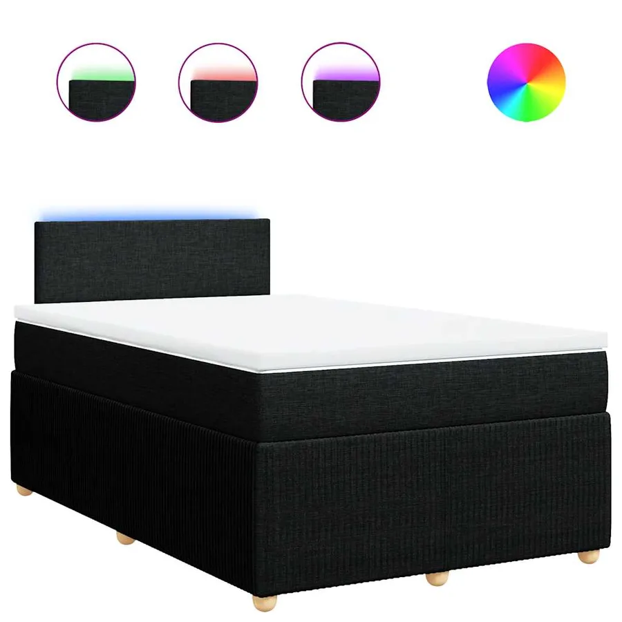Sommier à lattes de lit avec matelas noir 120x190 cm tissu - 2