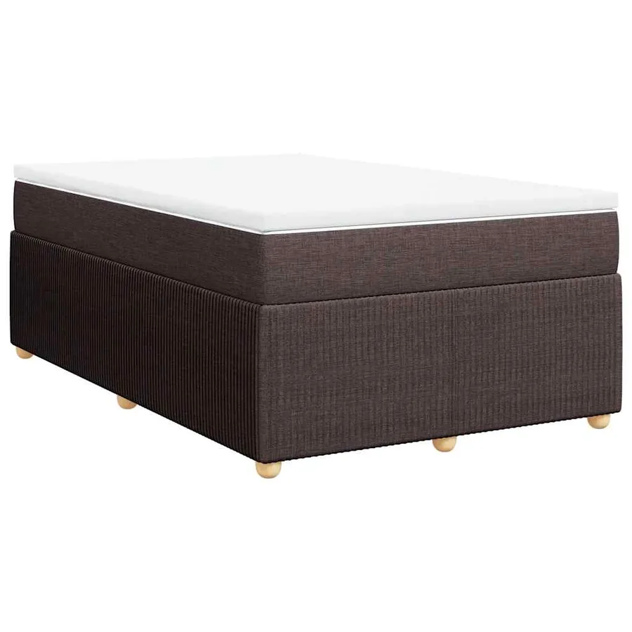 Sommier à lattes de lit et matelas marron foncé 120x190cm tissu - 2