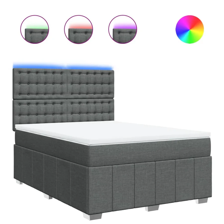 Sommier à lattes de lit avec matelas Gris foncé 160x200cm Tissu - 2