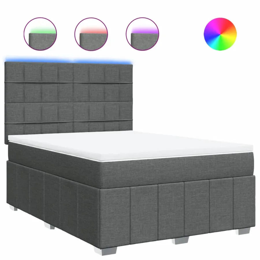 Sommier à lattes de lit avec matelas Gris foncé 160x200cm Tissu - 2