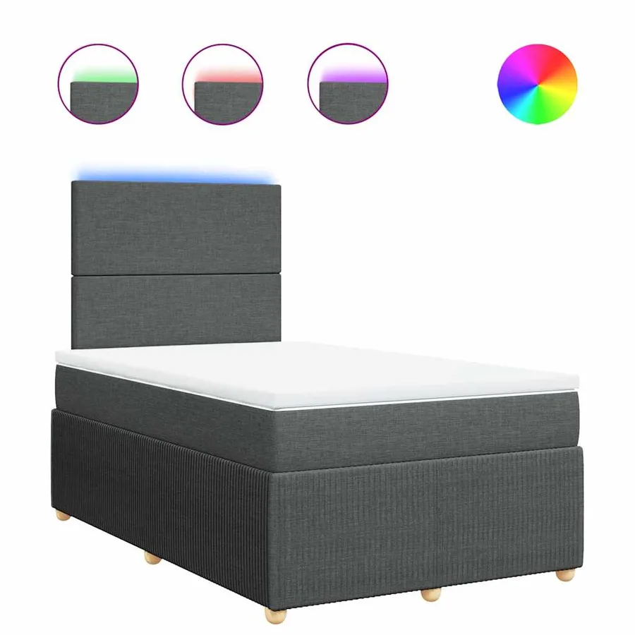 Sommier à lattes de lit avec matelas gris foncé 120x190cm tissu - 2