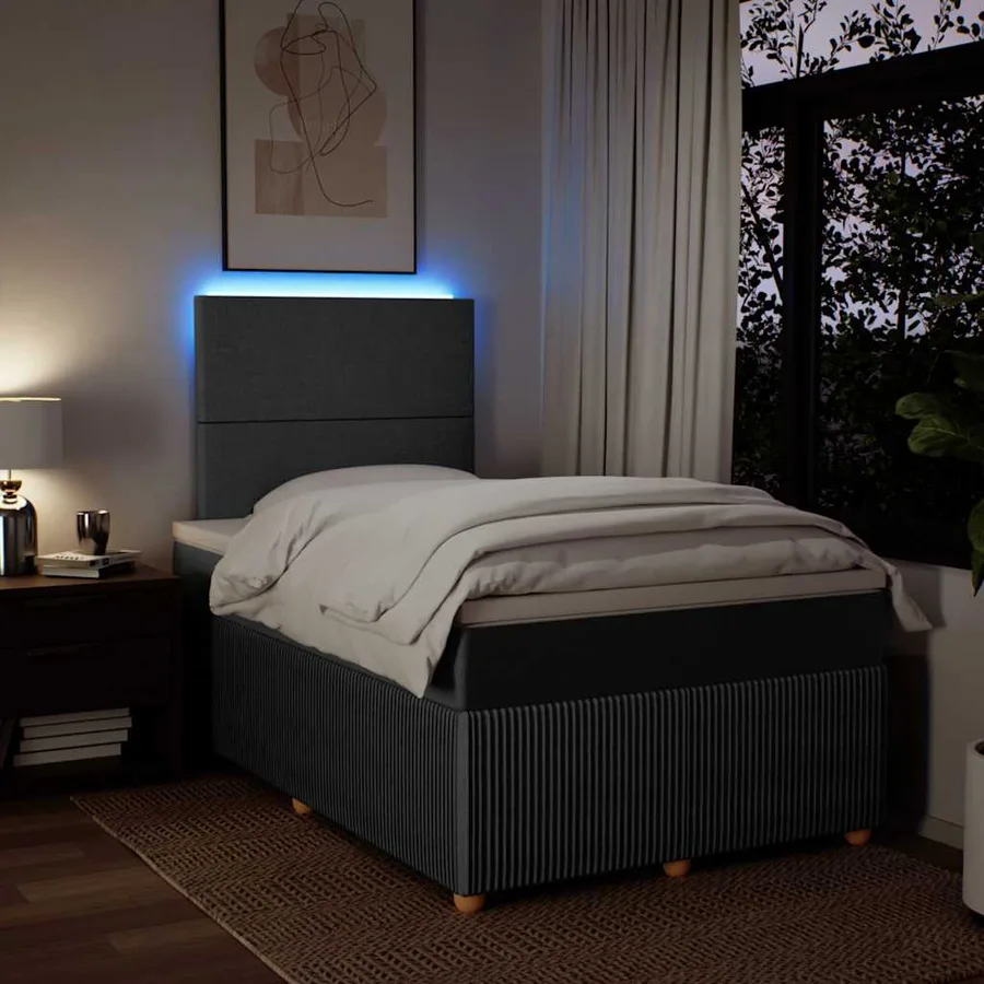 Sommier à lattes de lit avec matelas gris foncé 120x190cm tissu - 4