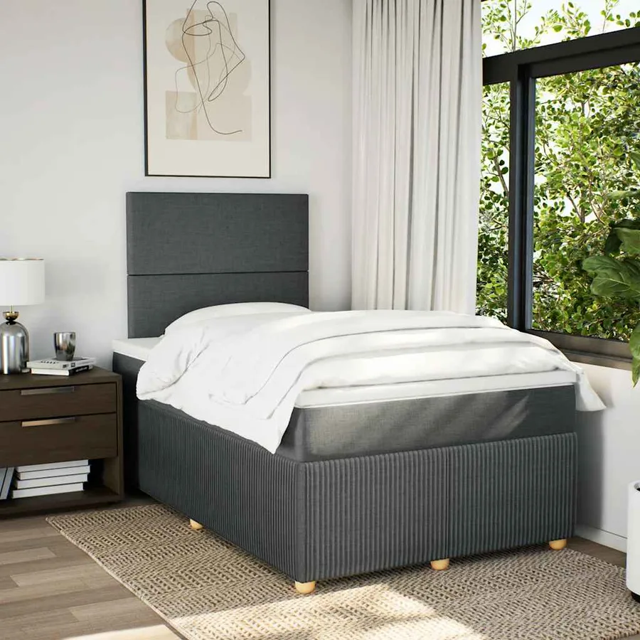 Sommier à lattes de lit avec matelas gris foncé 120x190cm tissu - 5