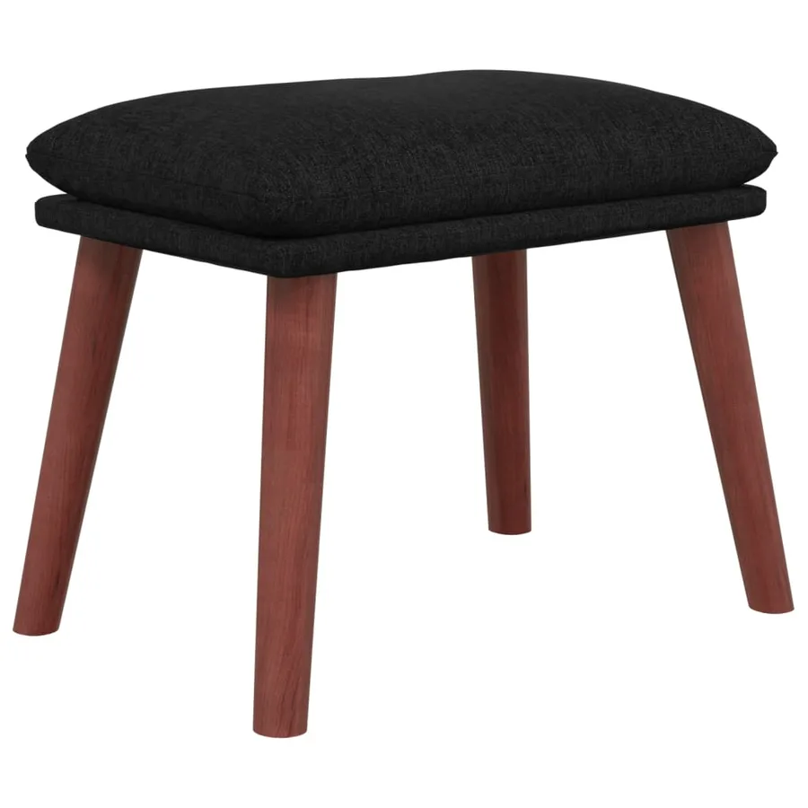 Chaise de relaxation avec tabouret Noir Tissu - 7