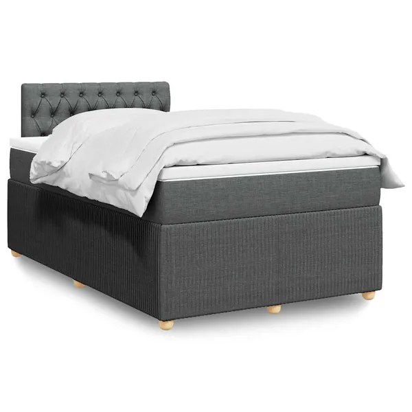 Sommier à lattes de lit avec matelas gris foncé 120x190cm tissu