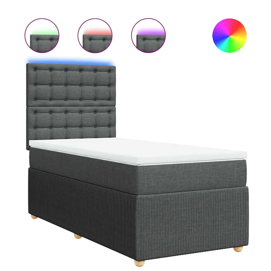 Sommier à lattes de lit avec matelas Gris foncé 100x200cm Tissu - 2