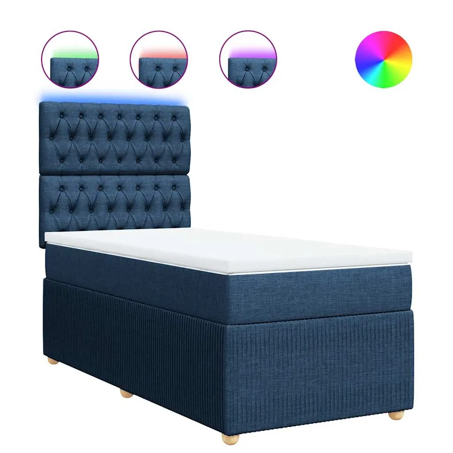 Sommier à lattes de lit avec matelas Bleu 100x200 cm Tissu - 2