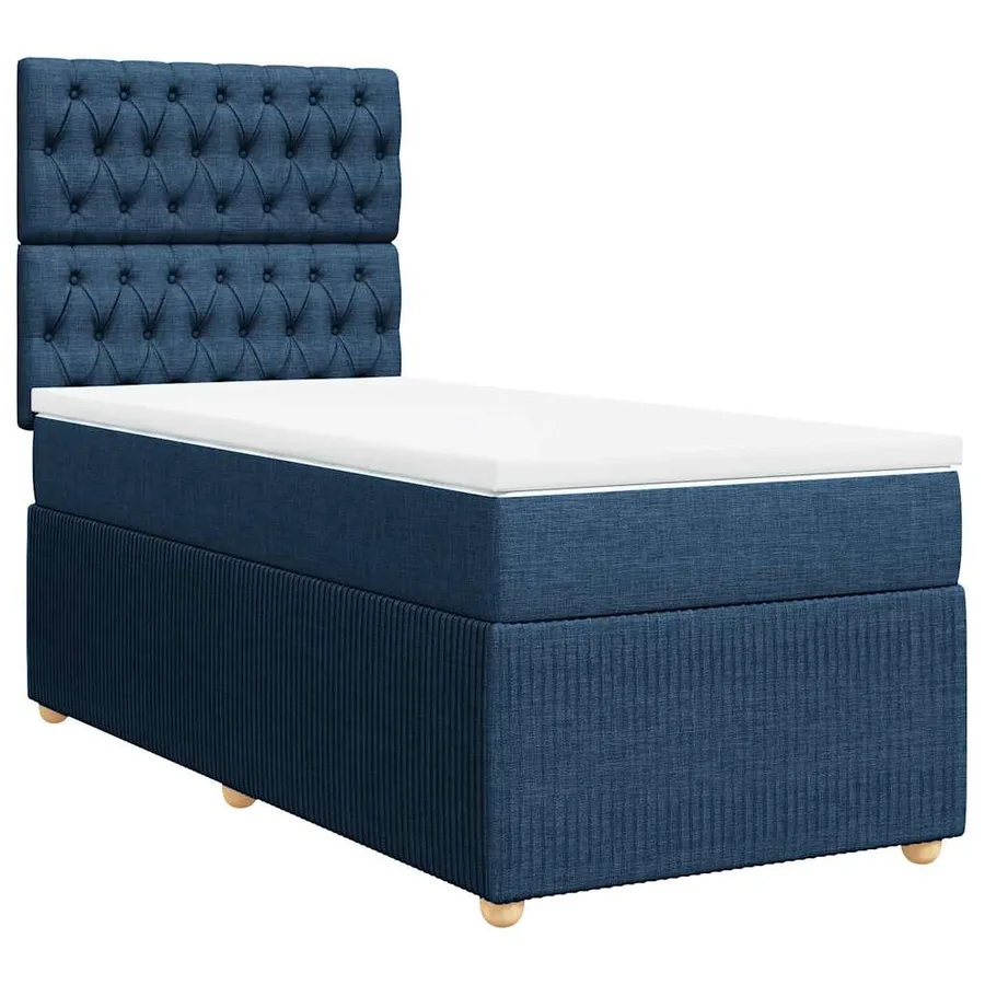 Sommier à lattes de lit avec matelas Bleu 100x200 cm Tissu - 3