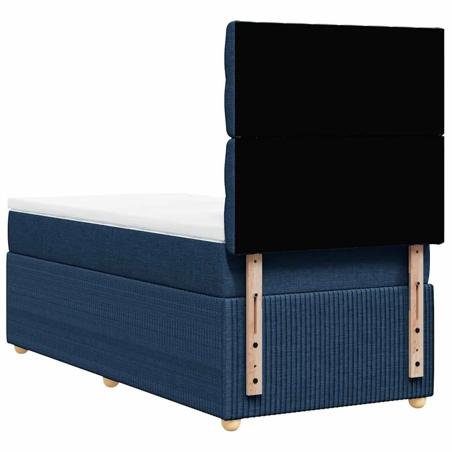Sommier à lattes de lit avec matelas Bleu 100x200 cm Tissu - 8