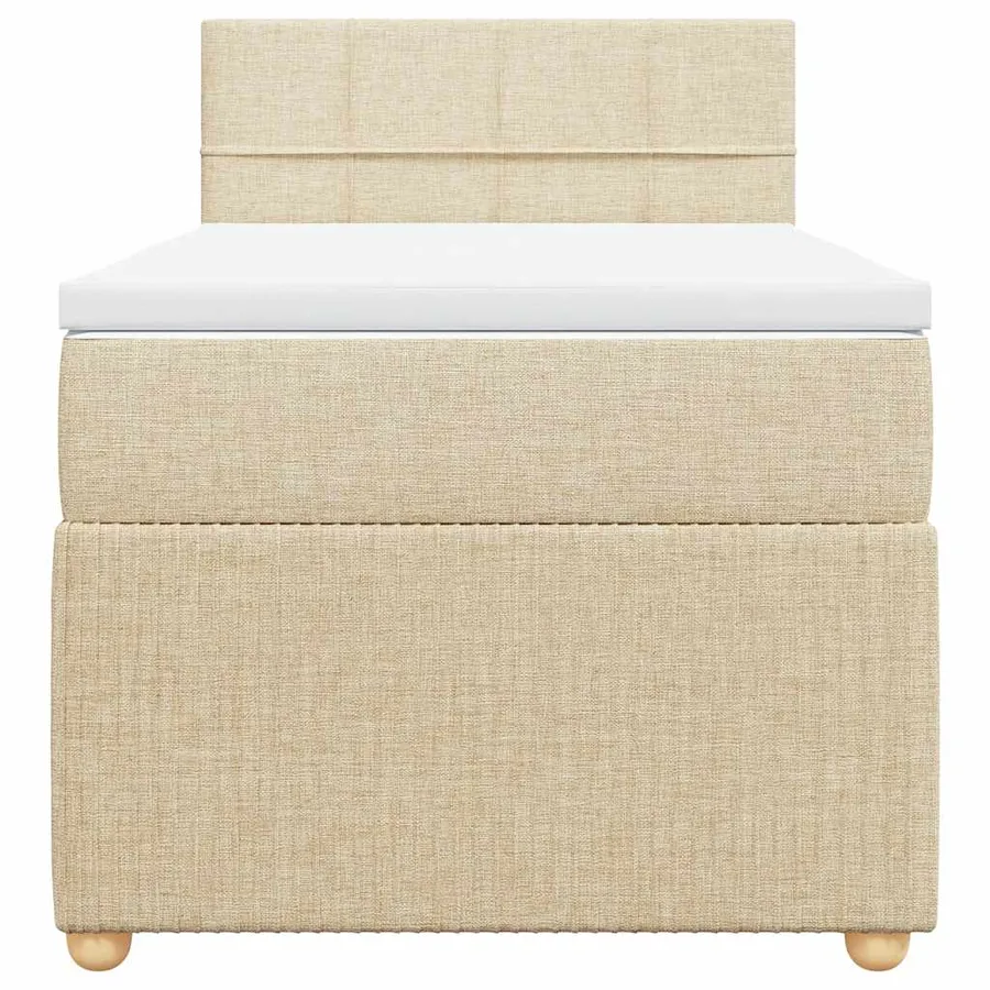 Sommier à lattes de lit avec matelas Crème 90x200 cm Tissu - 6