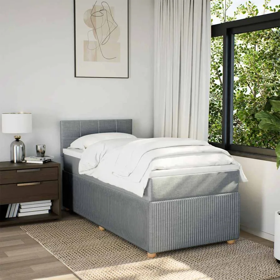 Sommier à lattes de lit avec matelas Gris clair 100x200cm Tissu - 4
