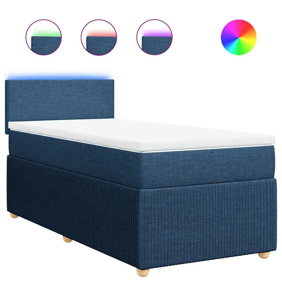 Sommier à lattes de lit avec matelas Bleu 90x200 cm Tissu - 2