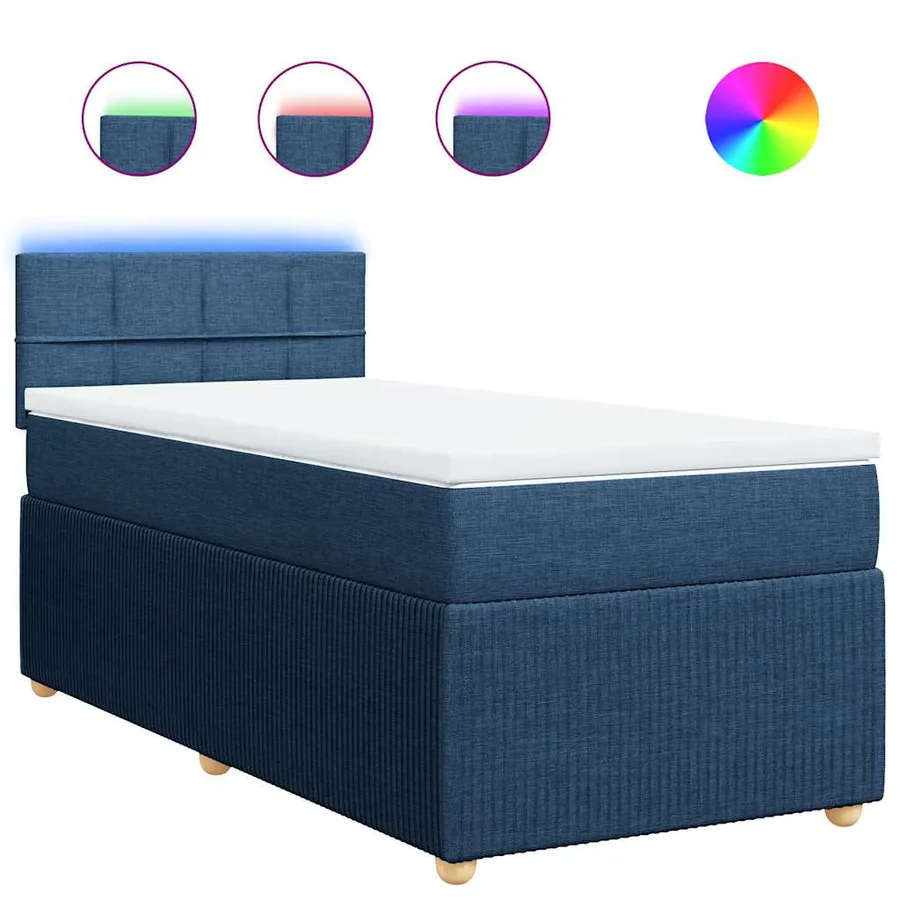 Sommier à lattes de lit avec matelas Bleu 100x200 cm Tissu - 2