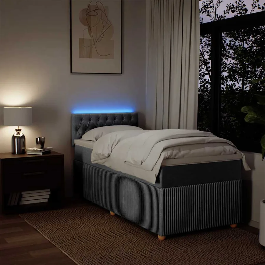 Sommier à lattes de lit avec matelas Gris clair 90x200 cm Tissu - 5