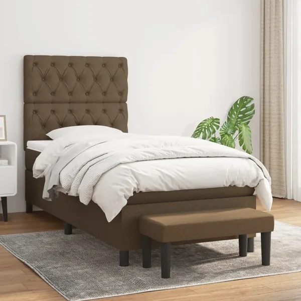 Sommier à lattes de lit avec matelas Marron foncé 80x200 cm