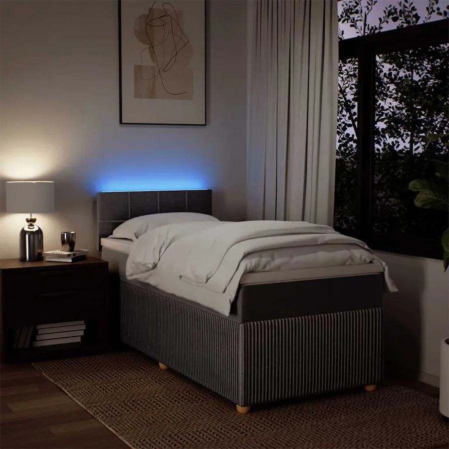 Sommier à lattes de lit avec matelas Taupe 100x200 cm Tissu - 5
