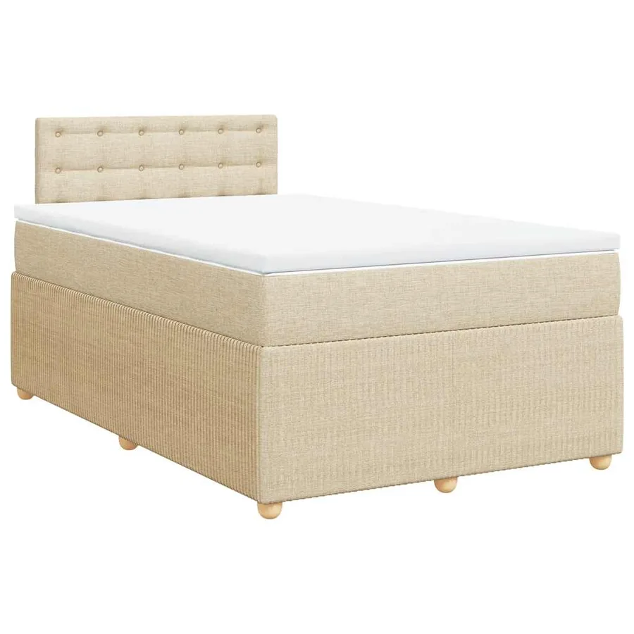 Sommier à lattes de lit avec matelas crème 120x190 cm tissu - 2