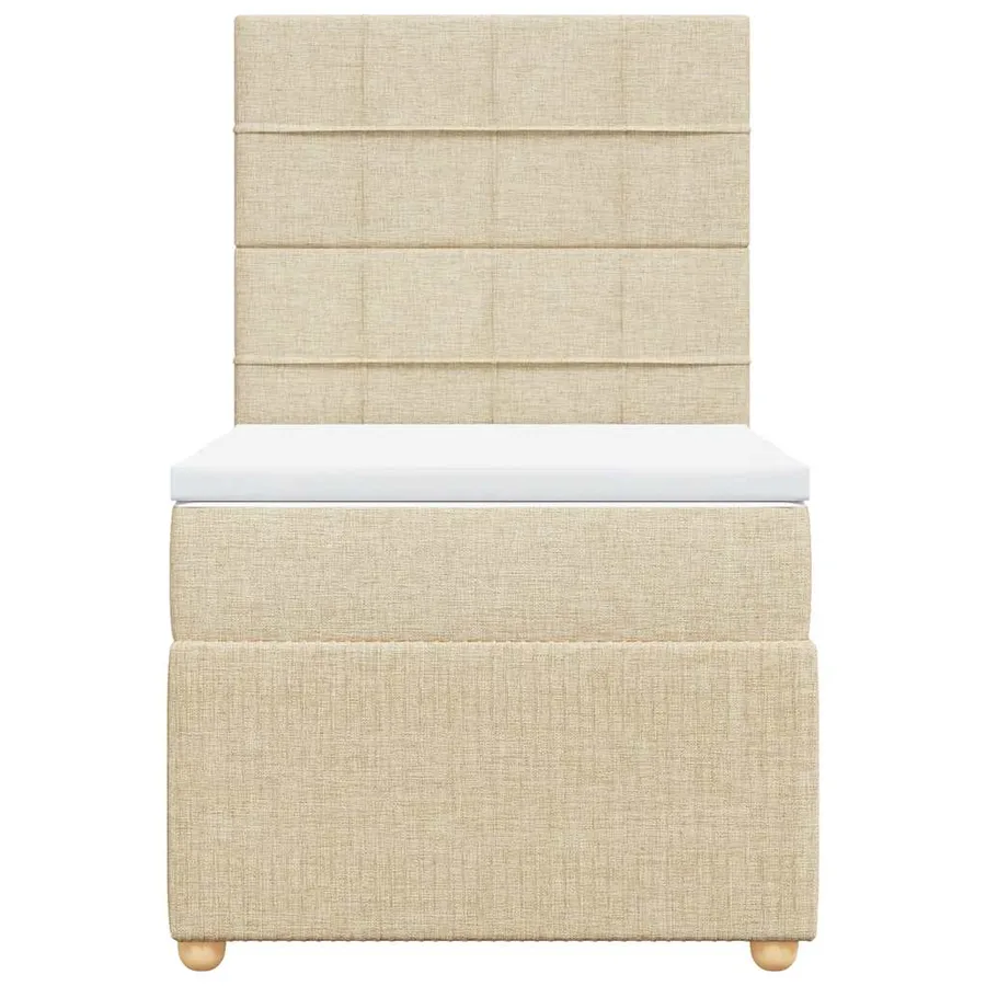 Sommier à lattes de lit avec matelas Crème 100x200 cm Tissu - 4