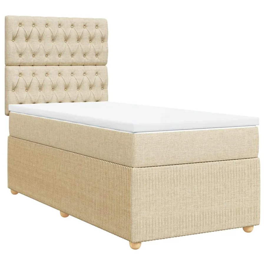 Sommier à lattes de lit avec matelas Crème 90x200 cm Tissu - 2