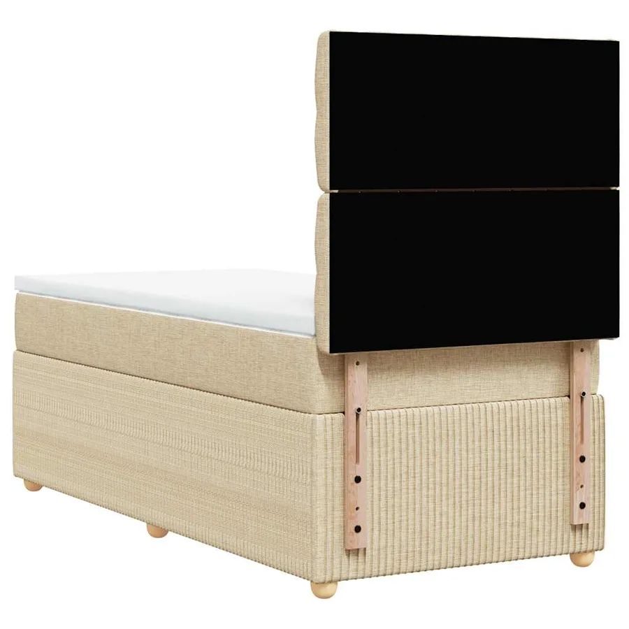 Sommier à lattes de lit avec matelas Crème 90x200 cm Tissu - 6