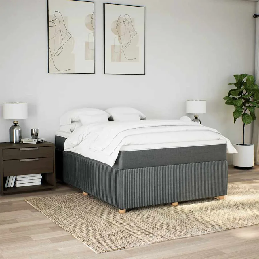 Sommier à lattes de lit avec matelas Gris foncé 160x200cm Tissu - 3