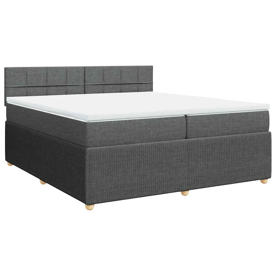 Sommier à lattes de lit avec matelas Gris foncé 200x200cm Tissu - 2