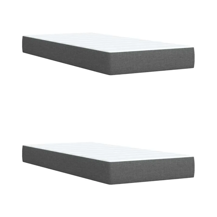 Sommier à lattes de lit avec matelas Gris foncé 200x200cm Tissu - 9