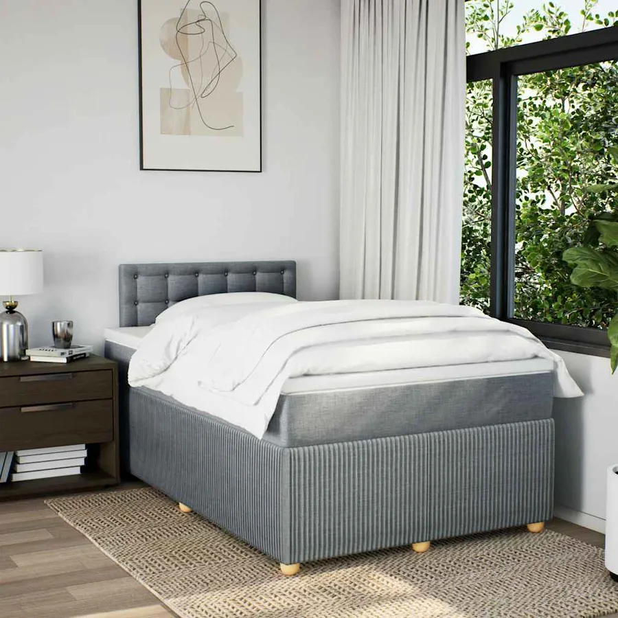 Sommier à lattes de lit avec matelas Gris clair 120x200cm Tissu - 3
