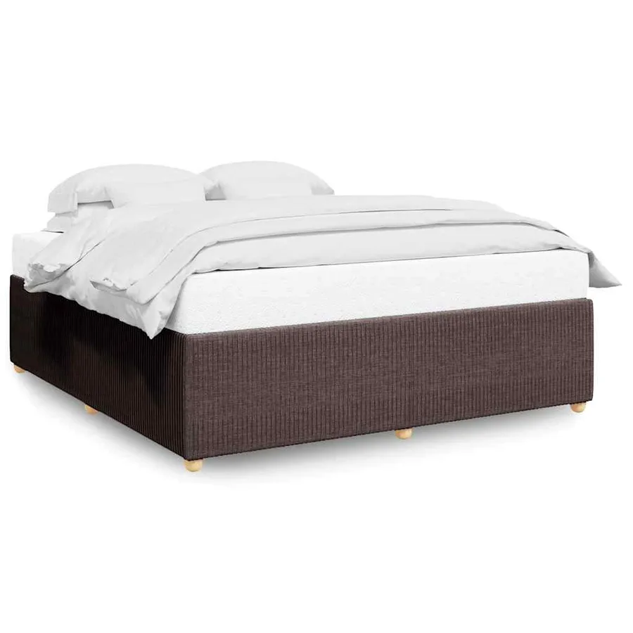 Cadre de lit sans matelas marron foncé 180x200 cm tissu - 2