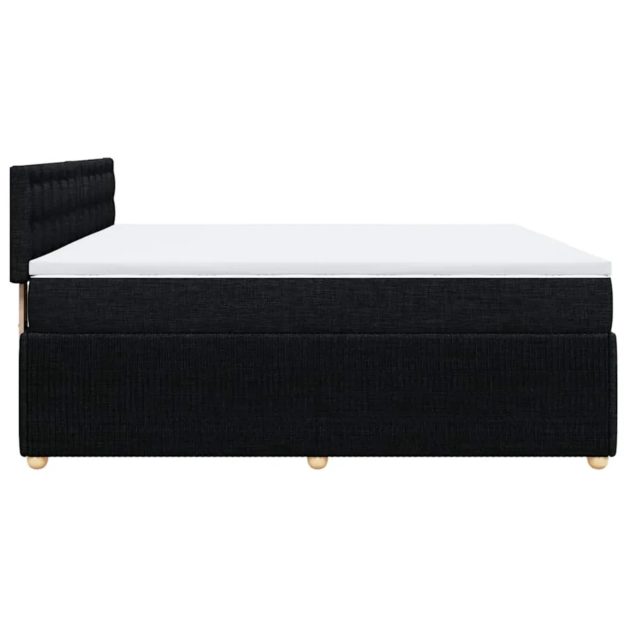 Sommier à lattes de lit avec matelas Noir 200x200 cm Tissu - 5