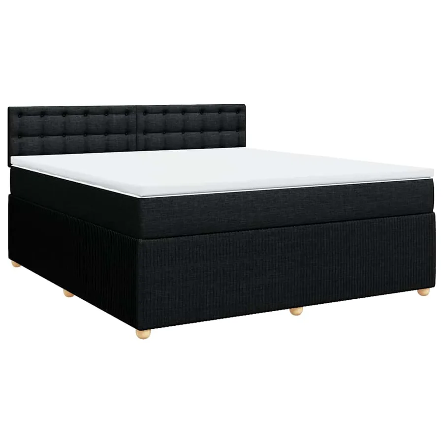 Sommier à lattes de lit avec matelas Noir 180x200 cm Tissu - 2