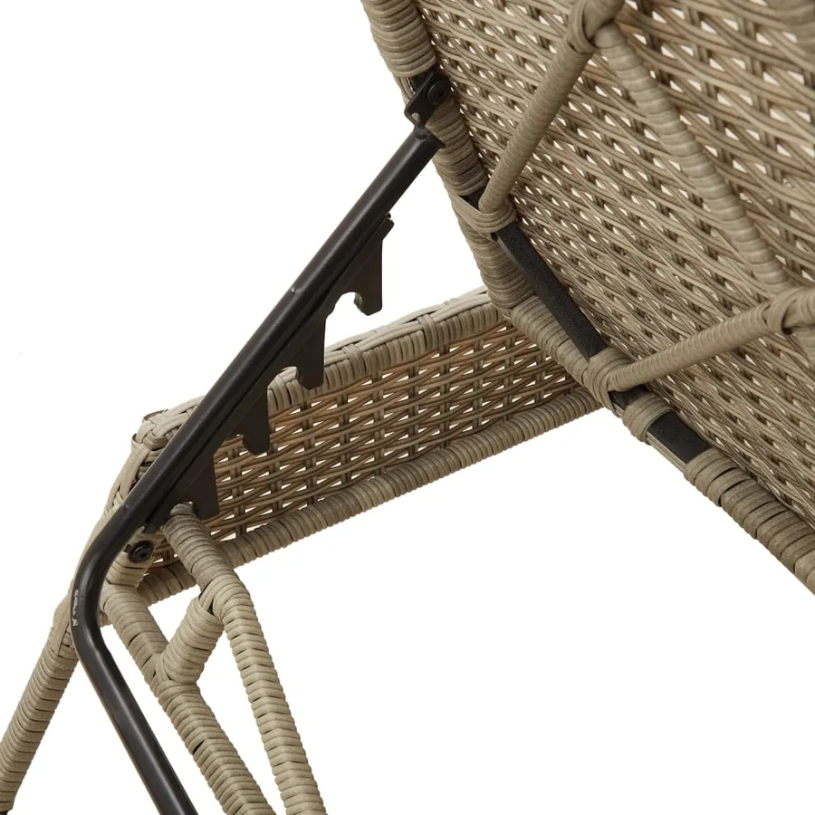 Chaises longues avec coussins lot de 2 gris résine tressée - 9
