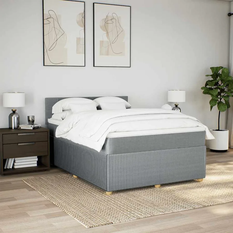 Sommier à lattes de lit avec matelas Gris clair 160x200cm Tissu - 3