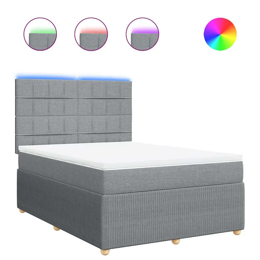 Sommier à lattes de lit avec matelas Gris clair 140x200cm Tissu - 2