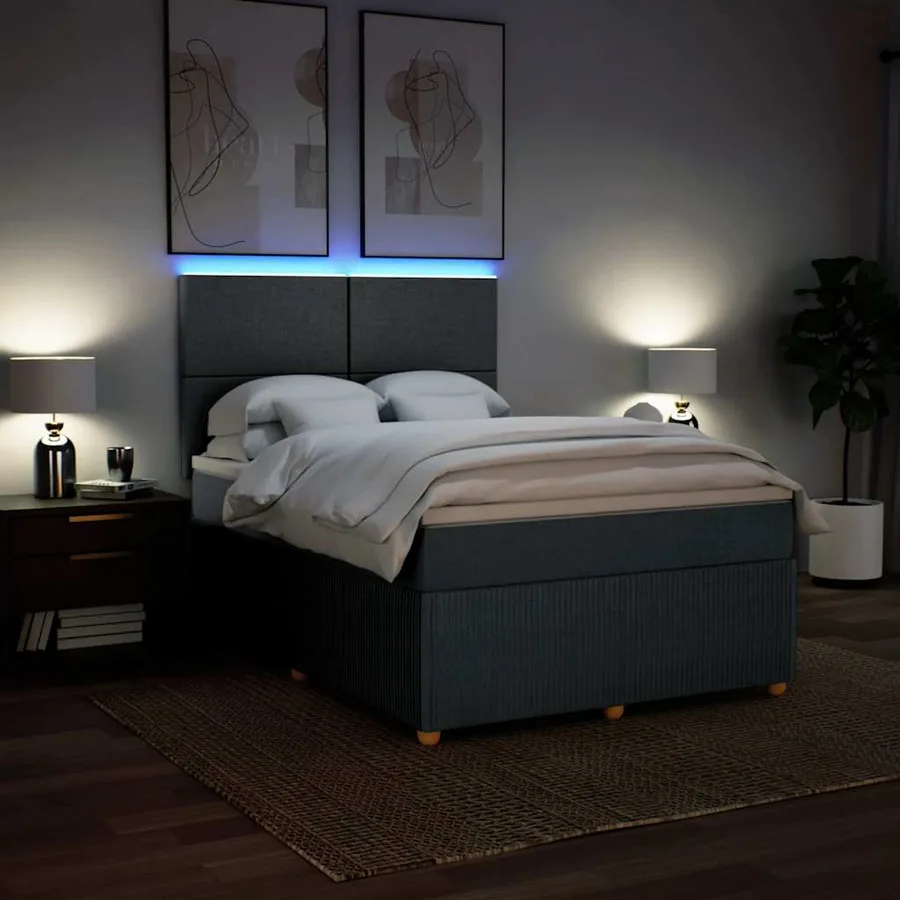 Sommier à lattes de lit avec matelas Gris foncé 160x200cm Tissu - 4