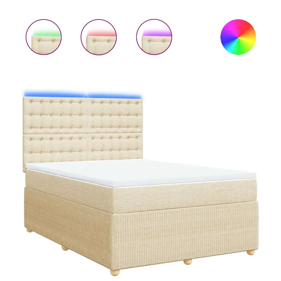 Sommier à lattes de lit avec matelas Crème 140x200 cm Tissu - 2