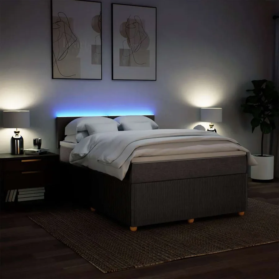 Sommier à lattes de lit avec matelas Taupe 140x200 cm Tissu - 5