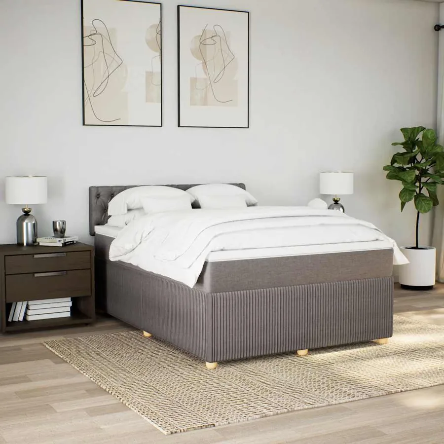 Sommier à lattes de lit avec matelas Taupe 160x200 cm Tissu - 3