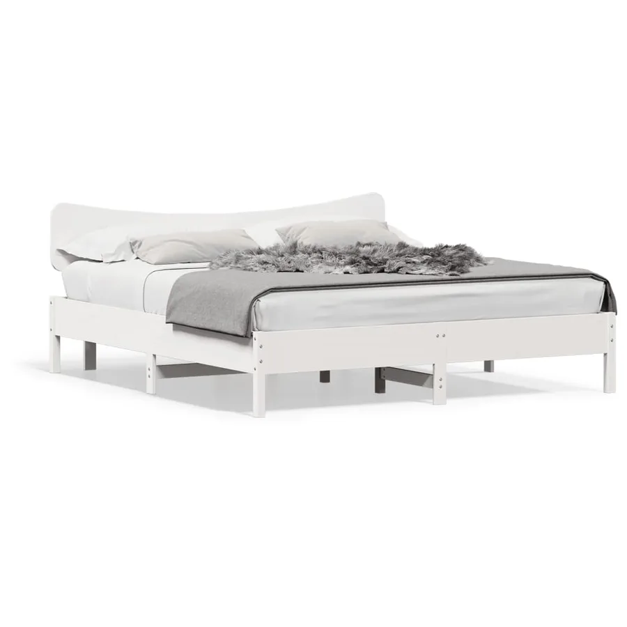 Cadre de lit sans matelas blanc 200x200 cm bois massif de pin - 2