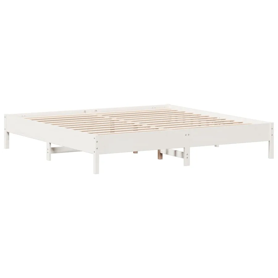 Cadre de lit sans matelas blanc 200x200 cm bois massif de pin - 5