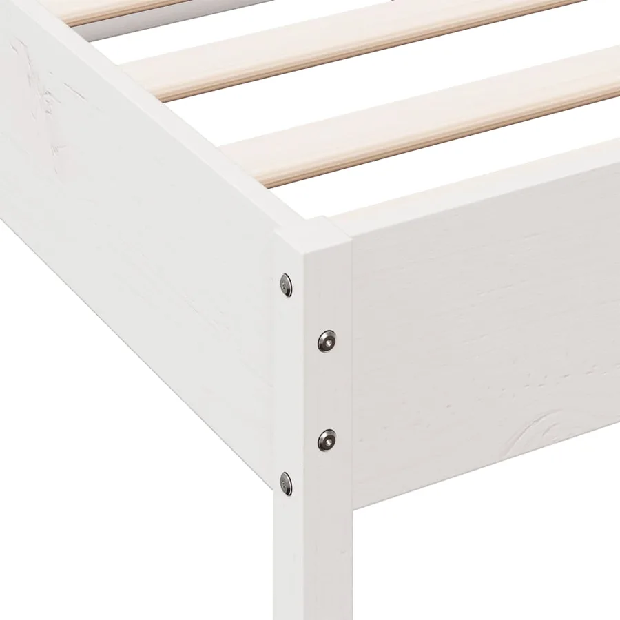Cadre de lit sans matelas blanc 200x200 cm bois massif de pin - 9