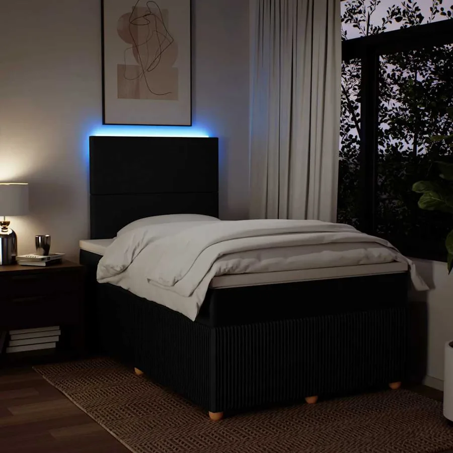 Sommier à lattes de lit avec matelas Noir 120x200 cm Tissu - 4